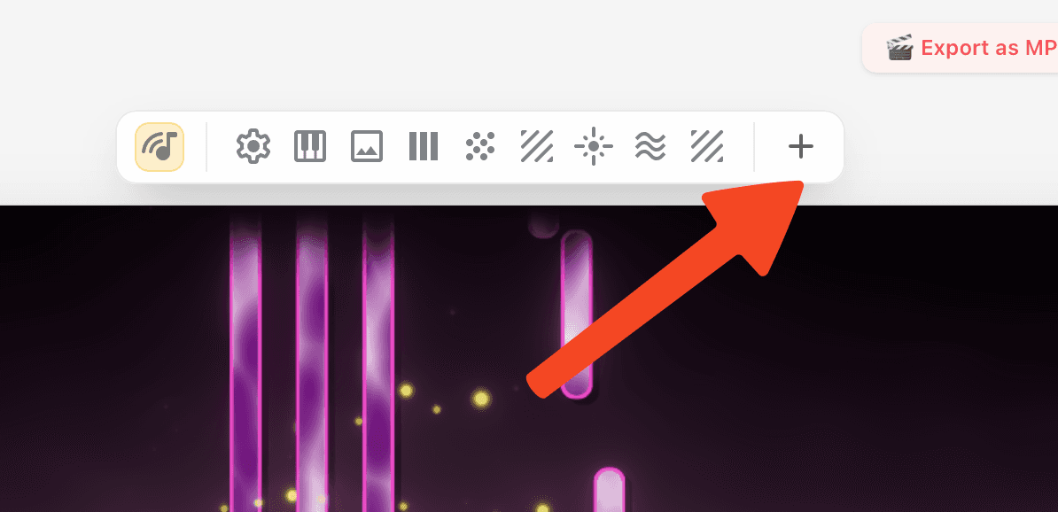 The plus button in the effect toolbar